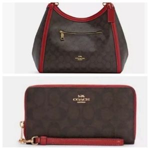 Excellent Condition Coach Kristy bag with matching zip-around wallet.